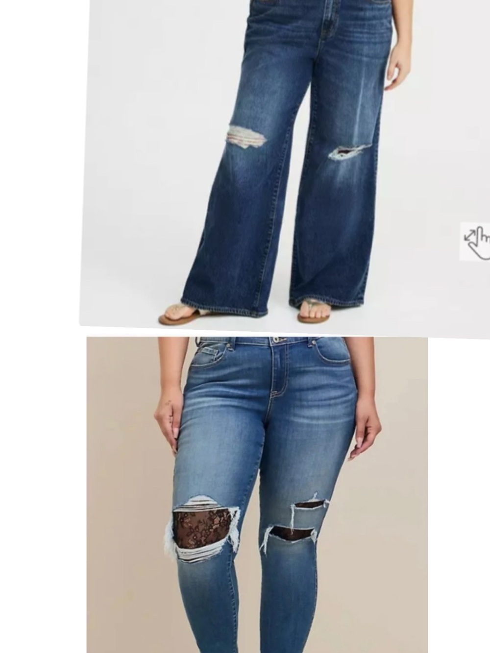 Torrid Jeans Bundle Size 10S & 10R Lace Distressed Skinny Super Flare